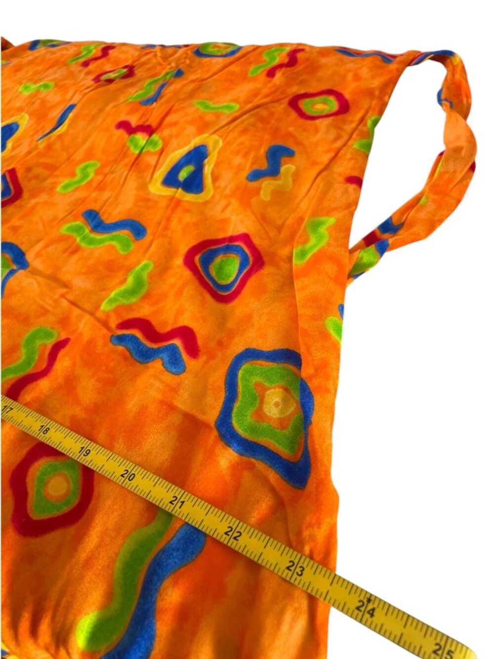 VTG 90s Groovy Rayon Maxi Dress Psychedelic Boho Sun Dress Sz S - Picture 9 of 12